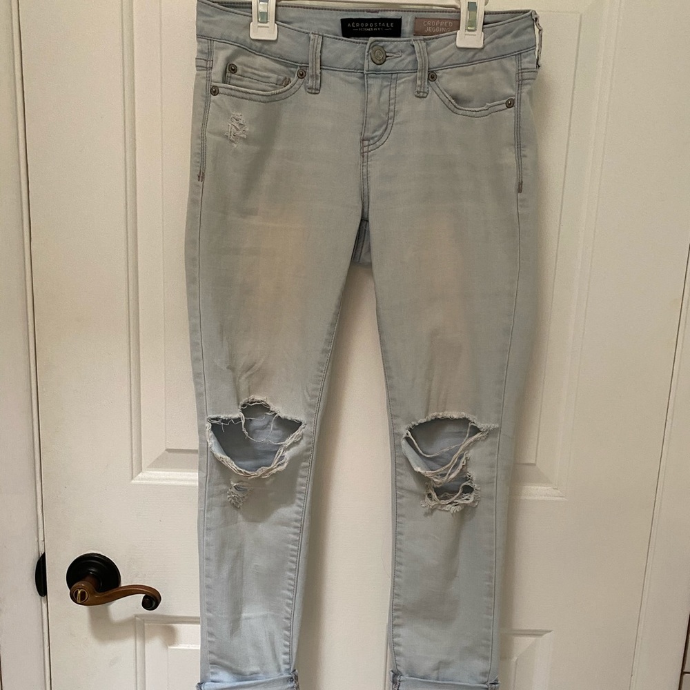 Light blue ripped Aeropostale jeans